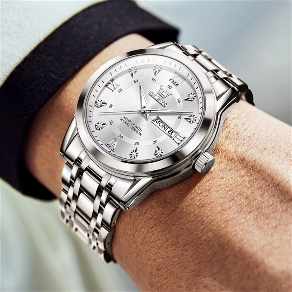 Watches for Men Classic Business Dress Analog Quartz Stainless Steel Waterproof Luminous Date Diamond Mens Wrist Watches Relojes De Hombre,Blue/Black Dial