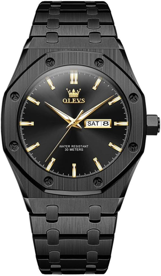 Classic Mens Silver Watches, Waterproof Dress Watches for Men