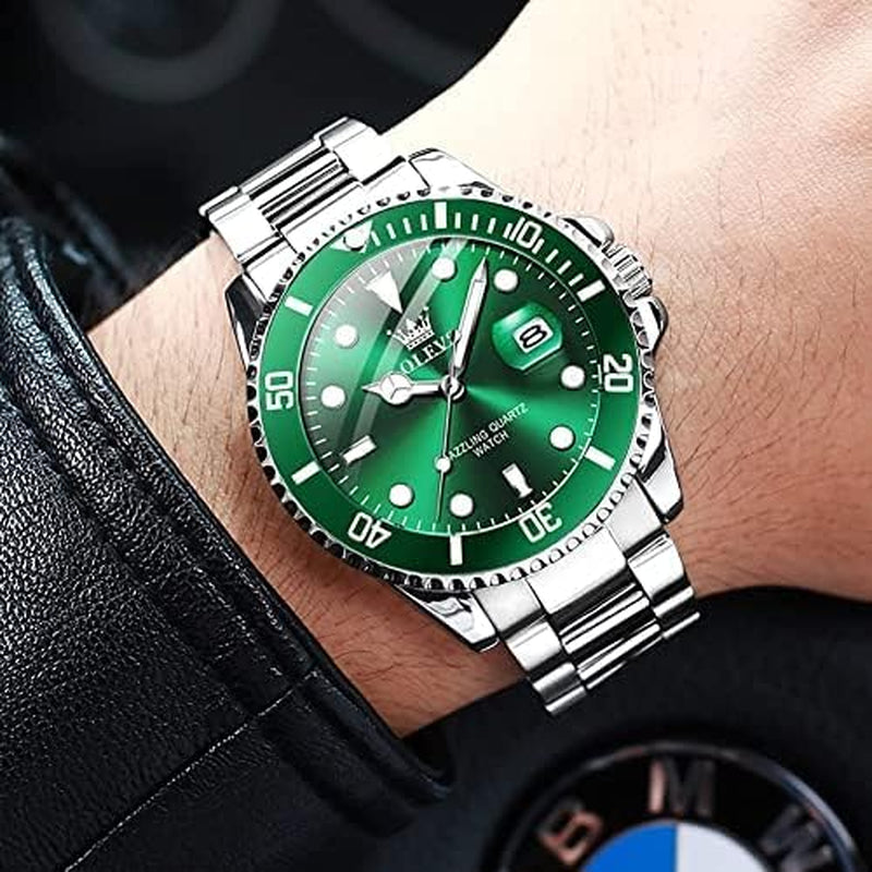 Watches for Men,Classic Luxury Big Face Men Watches, Silver Dress Stainless Steel Men Wrist Watch with Luminous Analog Relojes Para Hombres