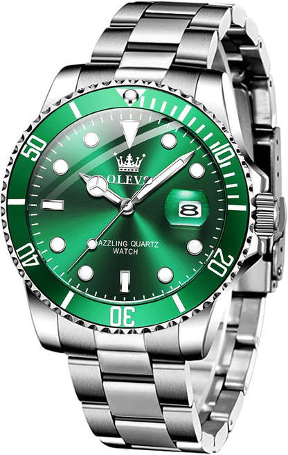 Watches for Men,Classic Luxury Big Face Men Watches, Silver Dress Stainless Steel Men Wrist Watch with Luminous Analog Relojes Para Hombres