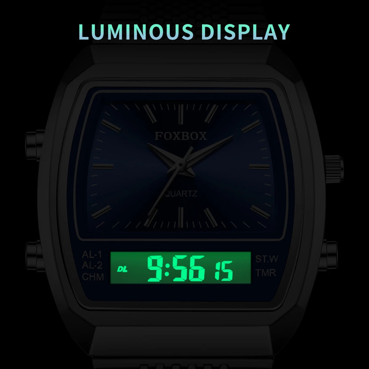 Luxury Quartz Watches Fashion Dual Display Time for Mens Women Outdoor Sports Week Waterproof Digital Wristwatch Relojes