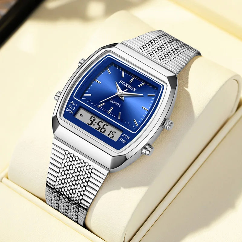 Luxury Quartz Watches Fashion Dual Display Time for Mens Women Outdoor Sports Week Waterproof Digital Wristwatch Relojes