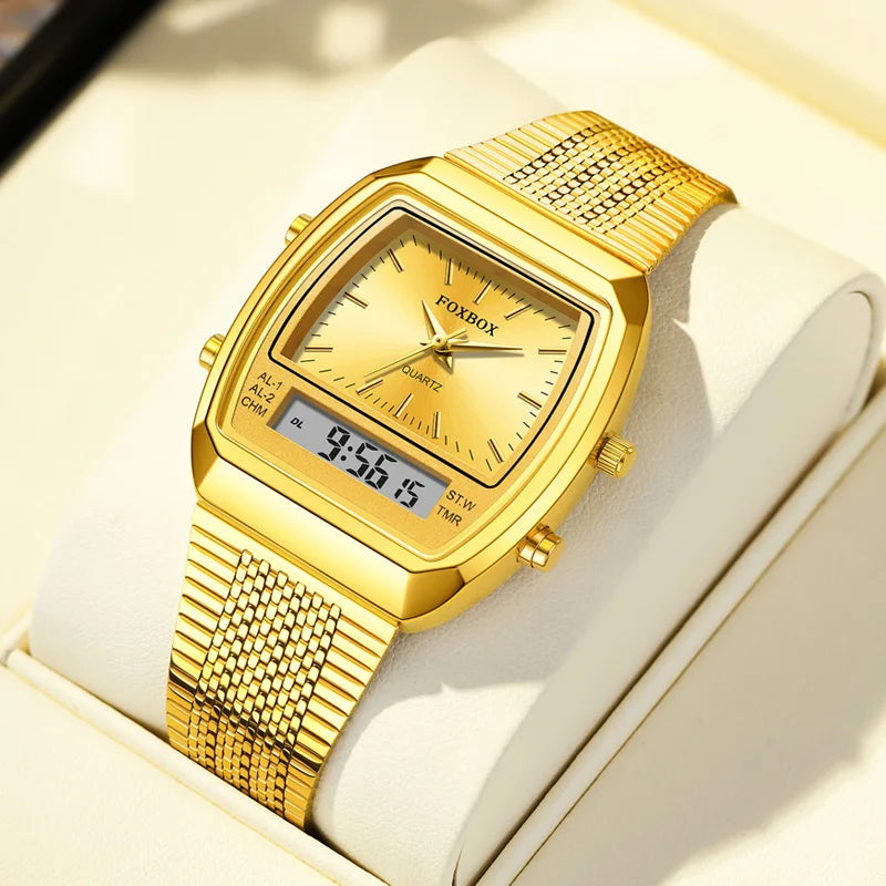 Luxury Quartz Watches Fashion Dual Display Time for Mens Women Outdoor Sports Week Waterproof Digital Wristwatch Relojes