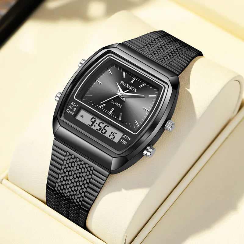 Luxury Quartz Watches Fashion Dual Display Time for Mens Women Outdoor Sports Week Waterproof Digital Wristwatch Relojes