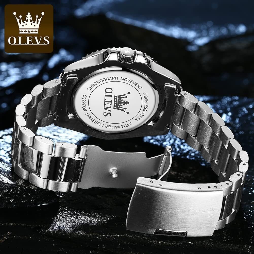 Watches for Men,Classic Luxury Big Face Men Watches, Silver Dress Stainless Steel Men Wrist Watch with Luminous Analog Relojes Para Hombres