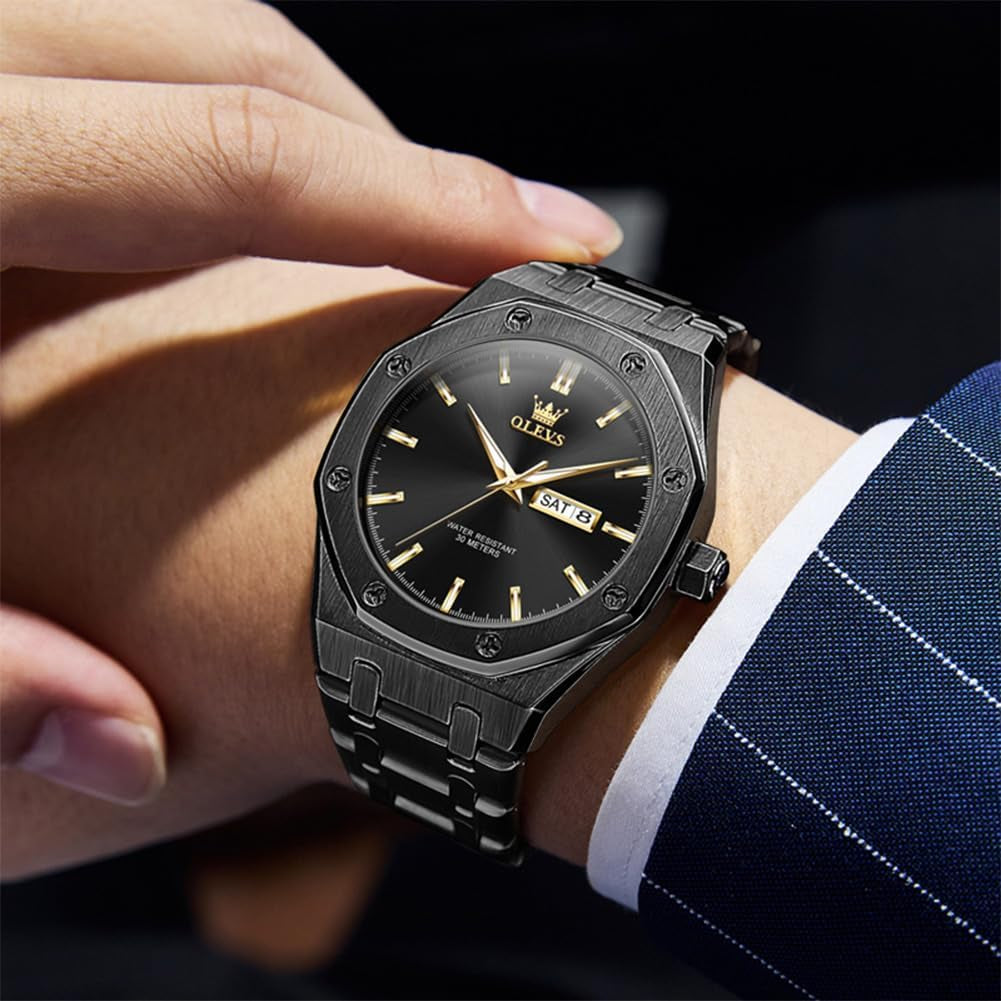 Classic Mens Silver Watches, Waterproof Dress Watches for Men