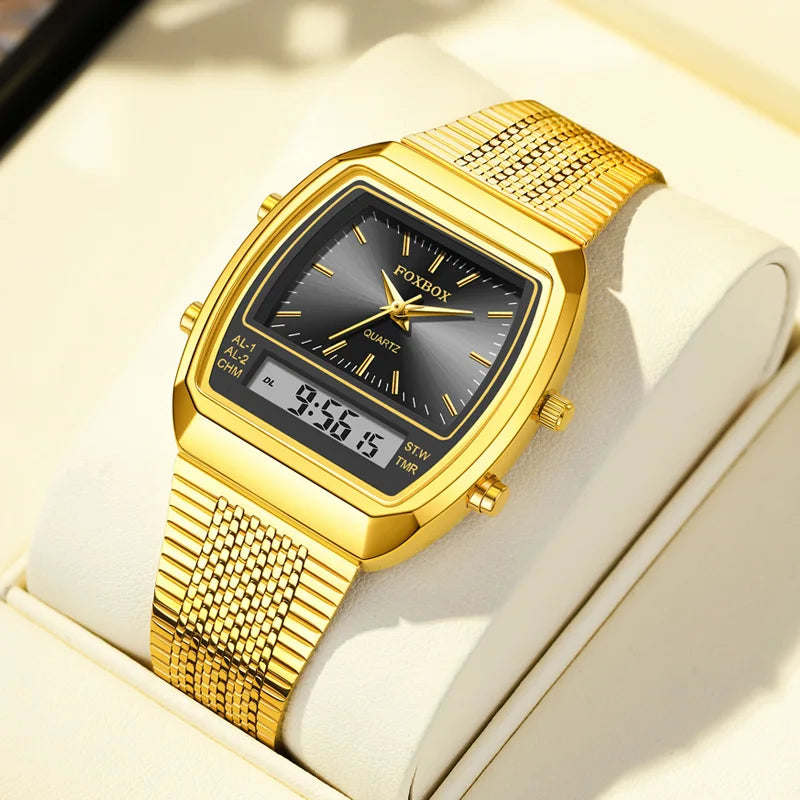 Luxury Quartz Watches Fashion Dual Display Time for Mens Women Outdoor Sports Week Waterproof Digital Wristwatch Relojes