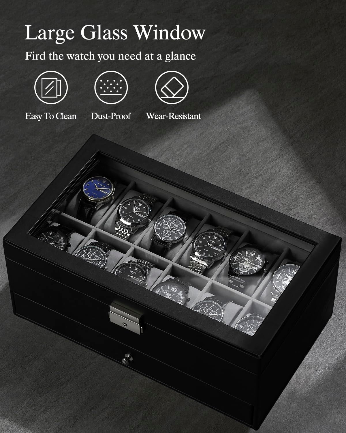 Caja Para Relojes Con 12 Ranuras, Organizador De Exhibición De Relojes, Estuche