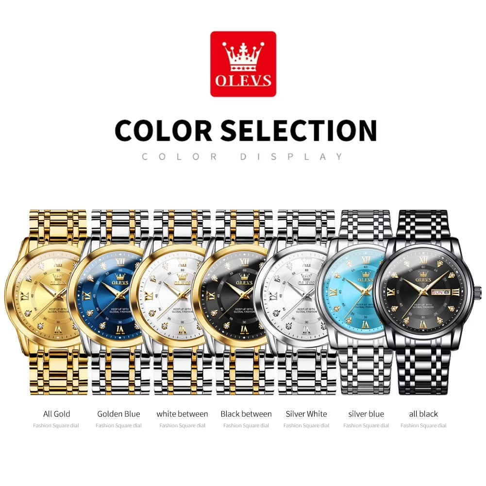 Watches for Men Classic Business Dress Analog Quartz Stainless Steel Waterproof Luminous Date Diamond Mens Wrist Watches Relojes De Hombre,Blue/Black Dial