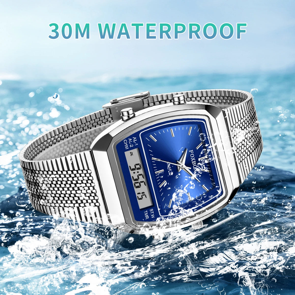 Luxury Quartz Watches Fashion Dual Display Time for Mens Women Outdoor Sports Week Waterproof Digital Wristwatch Relojes