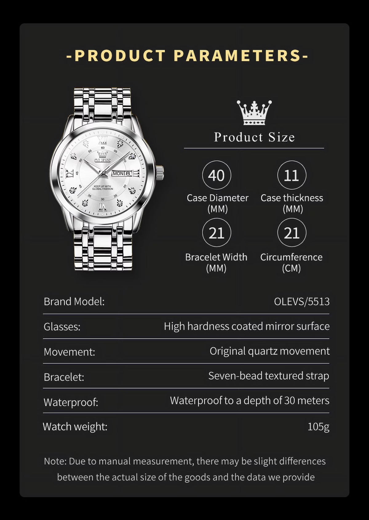 Watches for Men Classic Business Dress Analog Quartz Stainless Steel Waterproof Luminous Date Diamond Mens Wrist Watches Relojes De Hombre,Blue/Black Dial