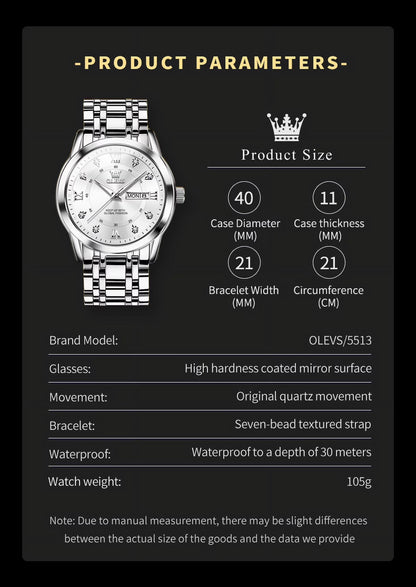 Watches for Men Classic Business Dress Analog Quartz Stainless Steel Waterproof Luminous Date Diamond Mens Wrist Watches Relojes De Hombre,Blue/Black Dial