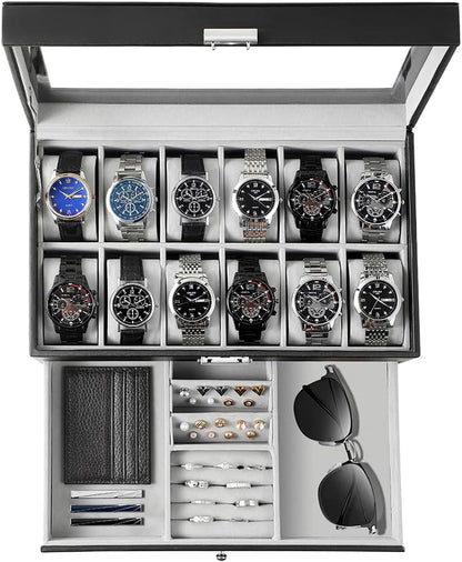 Caja Para Relojes Con 12 Ranuras, Organizador De Exhibición De Relojes, Estuche