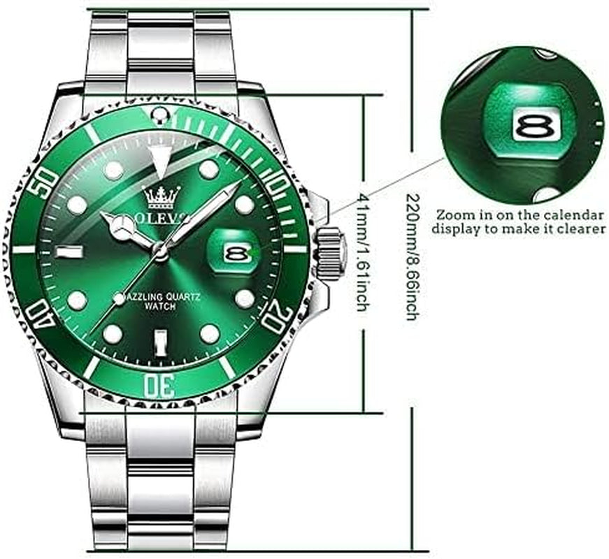 Watches for Men,Classic Luxury Big Face Men Watches, Silver Dress Stainless Steel Men Wrist Watch with Luminous Analog Relojes Para Hombres