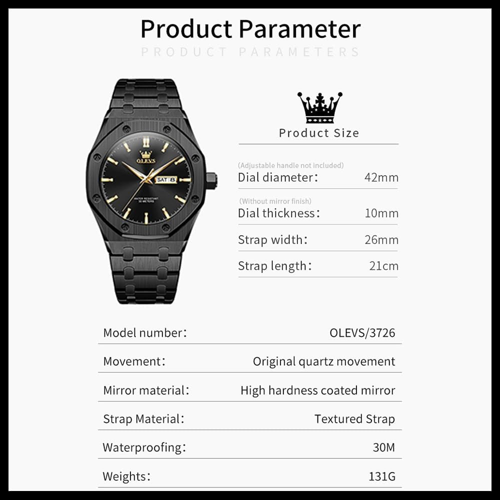 Classic Mens Silver Watches, Waterproof Dress Watches for Men