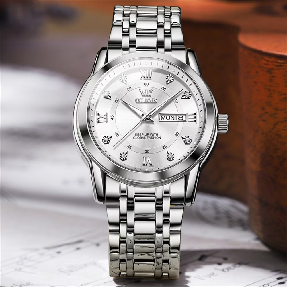 Watches for Men Classic Business Dress Analog Quartz Stainless Steel Waterproof Luminous Date Diamond Mens Wrist Watches Relojes De Hombre,Blue/Black Dial