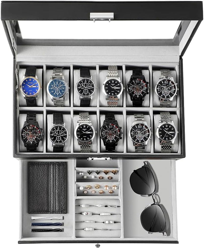 Caja Para Relojes Con 12 Ranuras, Organizador De Exhibición De Relojes, Estuche
