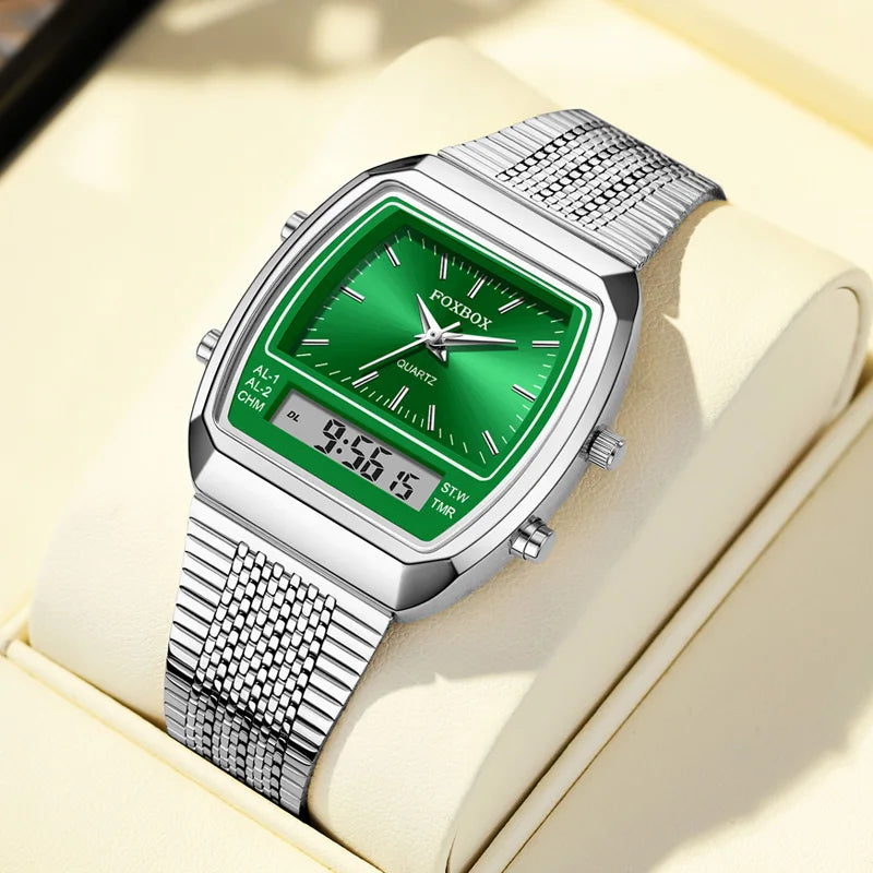 Luxury Quartz Watches Fashion Dual Display Time for Mens Women Outdoor Sports Week Waterproof Digital Wristwatch Relojes