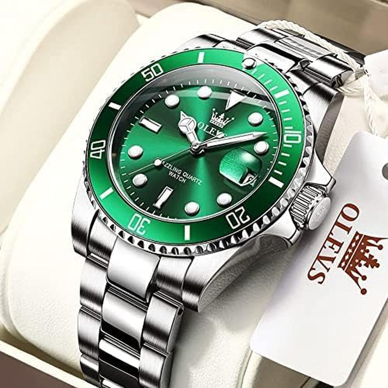 Watches for Men,Classic Luxury Big Face Men Watches, Silver Dress Stainless Steel Men Wrist Watch with Luminous Analog Relojes Para Hombres