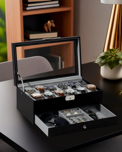 Caja Para Relojes Con 12 Ranuras, Organizador De Exhibición De Relojes, Estuche