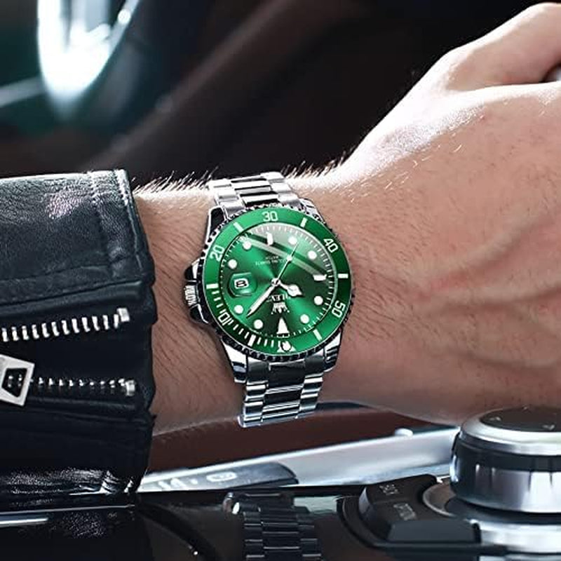 Watches for Men,Classic Luxury Big Face Men Watches, Silver Dress Stainless Steel Men Wrist Watch with Luminous Analog Relojes Para Hombres
