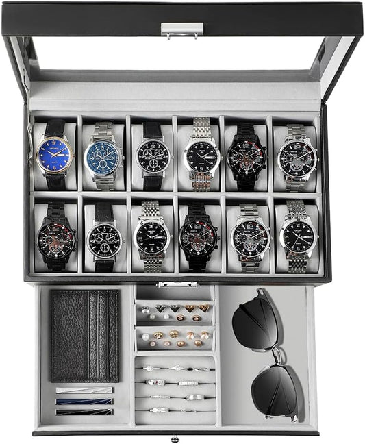 Caja Para Relojes Con 12 Ranuras, Organizador De Exhibición De Relojes, Estuche